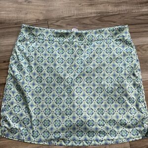 Greg Norman Floral Patterned Golf Skort Athletic Skirt Pockets Blue and Green XL